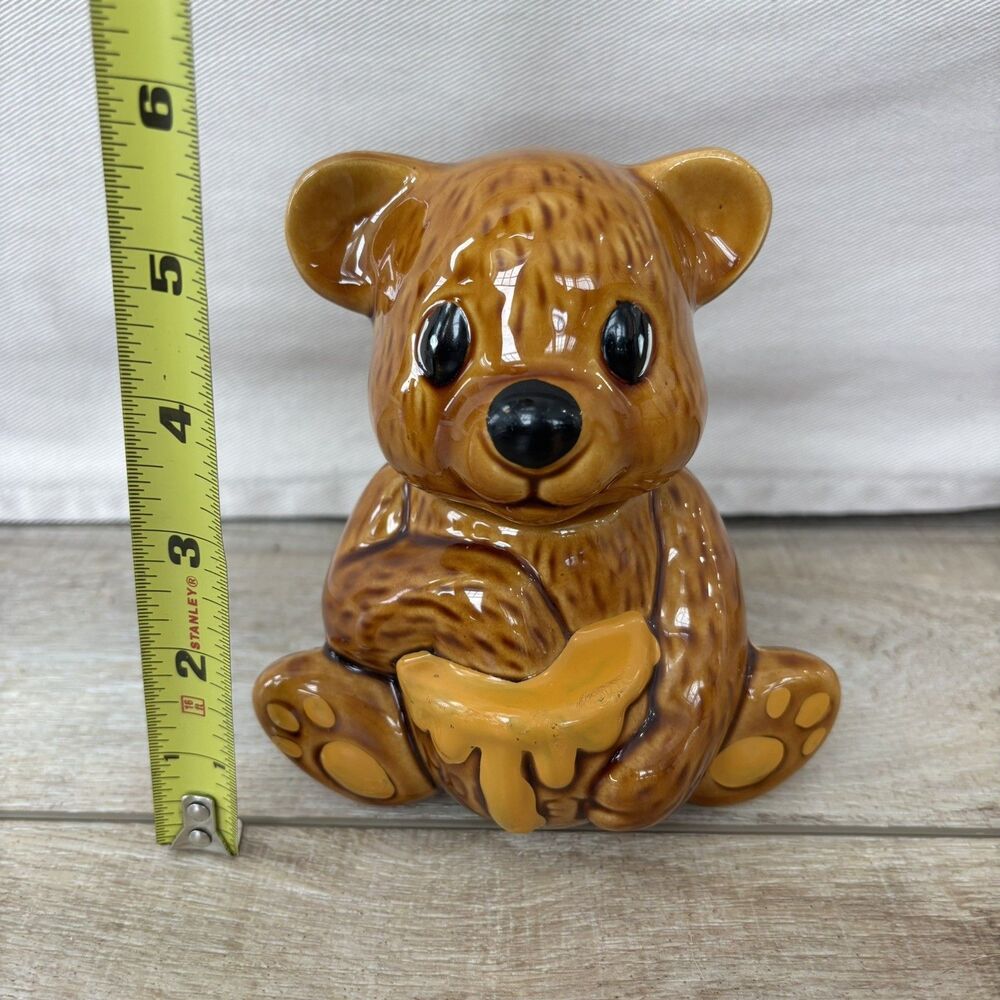Vintage Ceramic Honey Bear Lidded Jar Brown Kitsch Taiwan Woodland Cottagecore - Picture 11 of 11